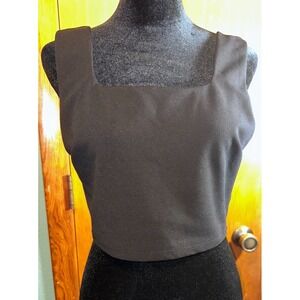 She Sky Black Square Neck Tank Crop Top‎ M